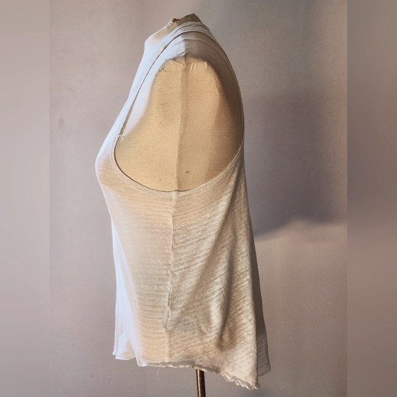 Joe's White 100% Linen T-back Tank Top, OS - Picture 4 of 7
